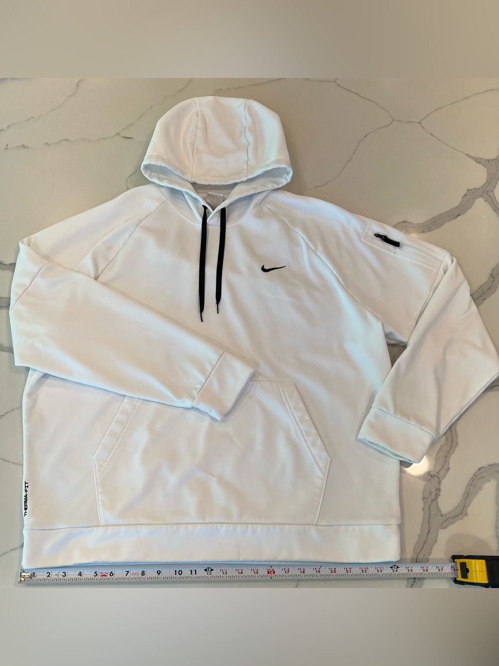 Nike White Hoodie with Black Accents Men's Pullover